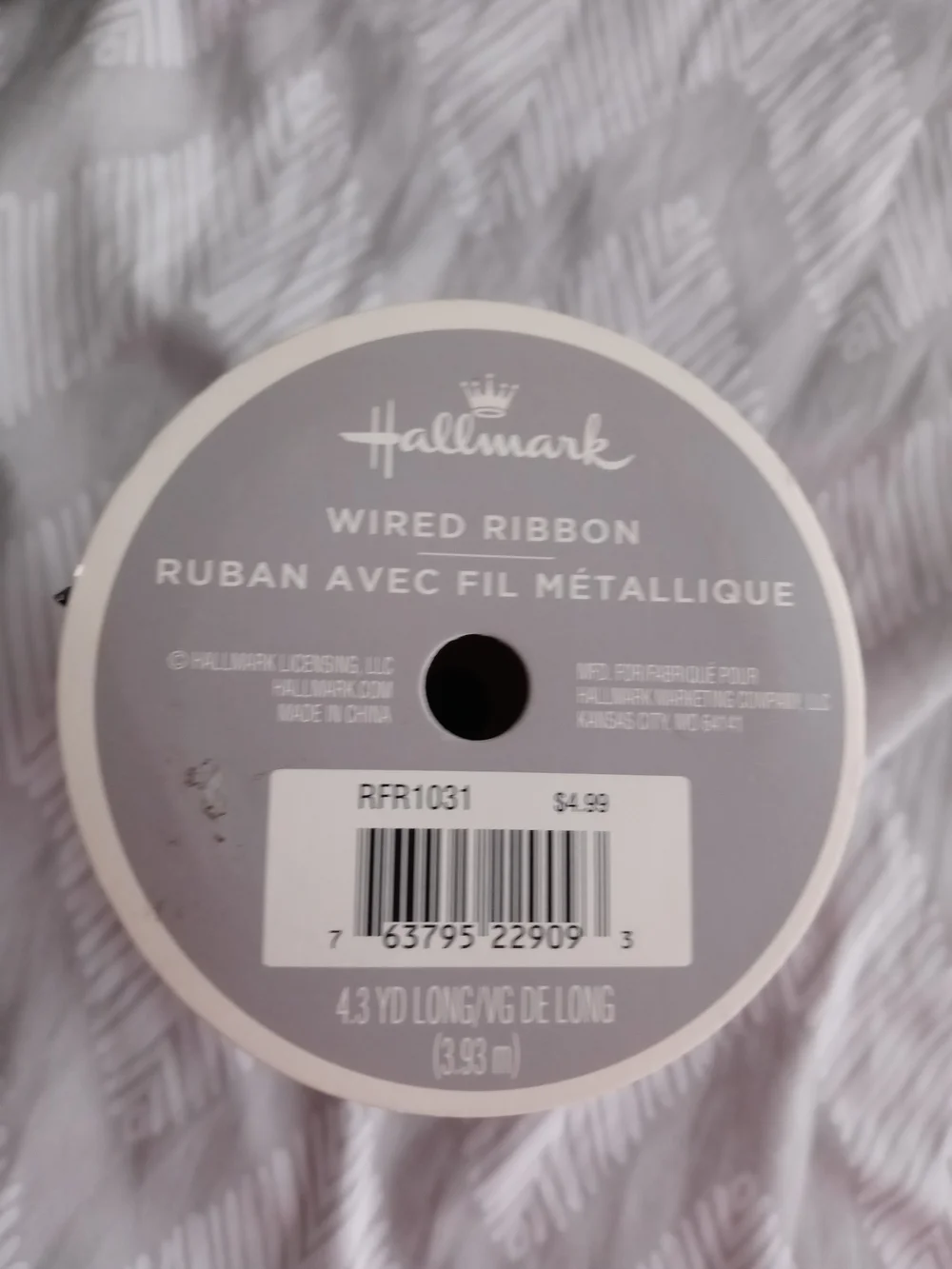 Assorted Ribbon Spools - Light Blue, Green Pattern, Black, Red